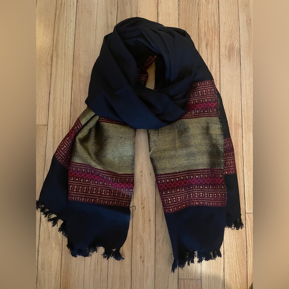 Black and Gold Scarf with Tassles